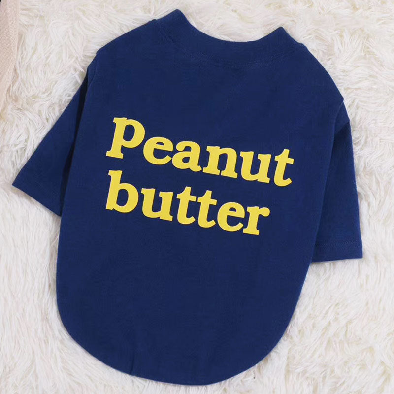 “Cheese” And “Peanut Butter” Dog Sweater: Fun Letter T Shirt for Dogs Blue / FB Accessories