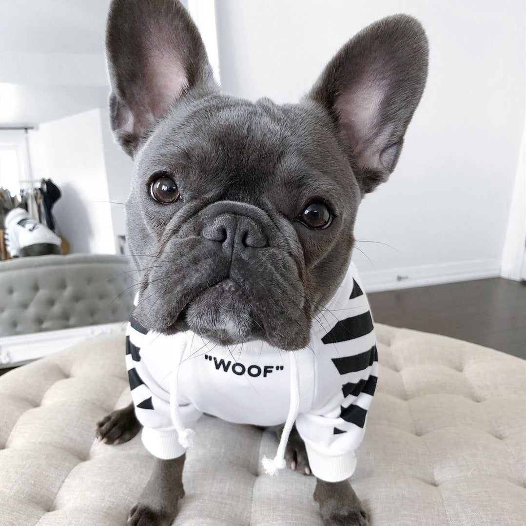 Sports Style Three Stripe Dog Sweater | Warm Fashionable Winter Dog Coat White / L beds