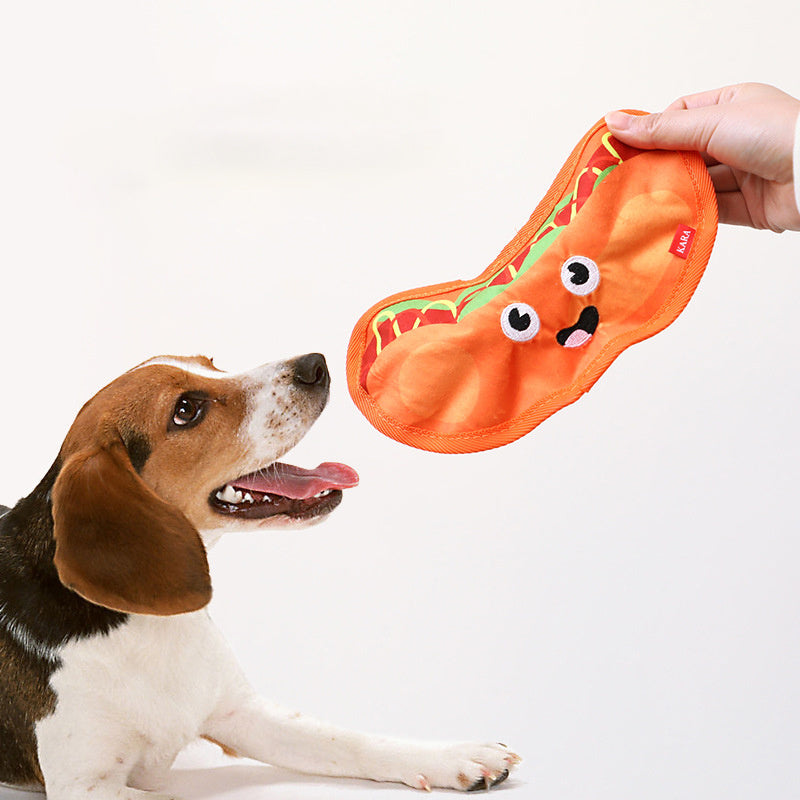 Squeaky Crinkle Hamburger Dog Toy | No Stuffing Interactive Dpg Chew Toy beds
