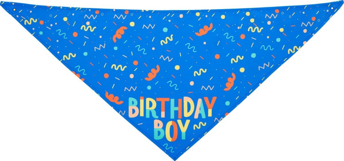 Dog Triangle Scarf Dog Birthday Bone And Saliva Towel Blue / Triangle scarf birthday