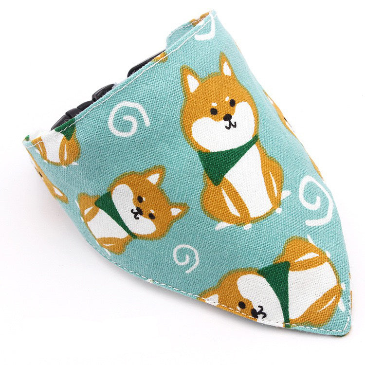 Japanese Style Dog Saliva Towel: Triangle Scarf Collar And Bandana Green / L Accessories