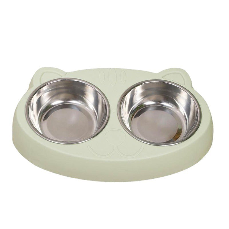 Elevated Double Dog Bowls with Stainless Steel Dishes | Non Slip Dog Feeder Station Green home