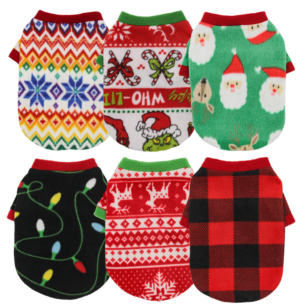 Warm Fleece Christmas Dog Sweater Holiday Dog Apparel christmas