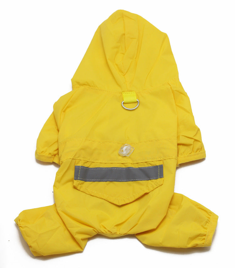 Four-Legged Dog Raincoat: Waterproof PU Dog Hooded Jacket - Accessories