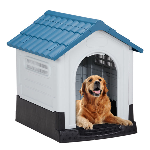33 Inch Pointed House Type Cat And Dog House Blue white beds