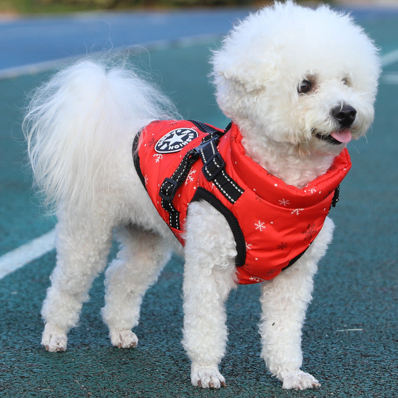 Warm Dog Winter Coat with Thickened Fleece | Casual Puffer Dog Vest - Poinsettia / 2XL - coats