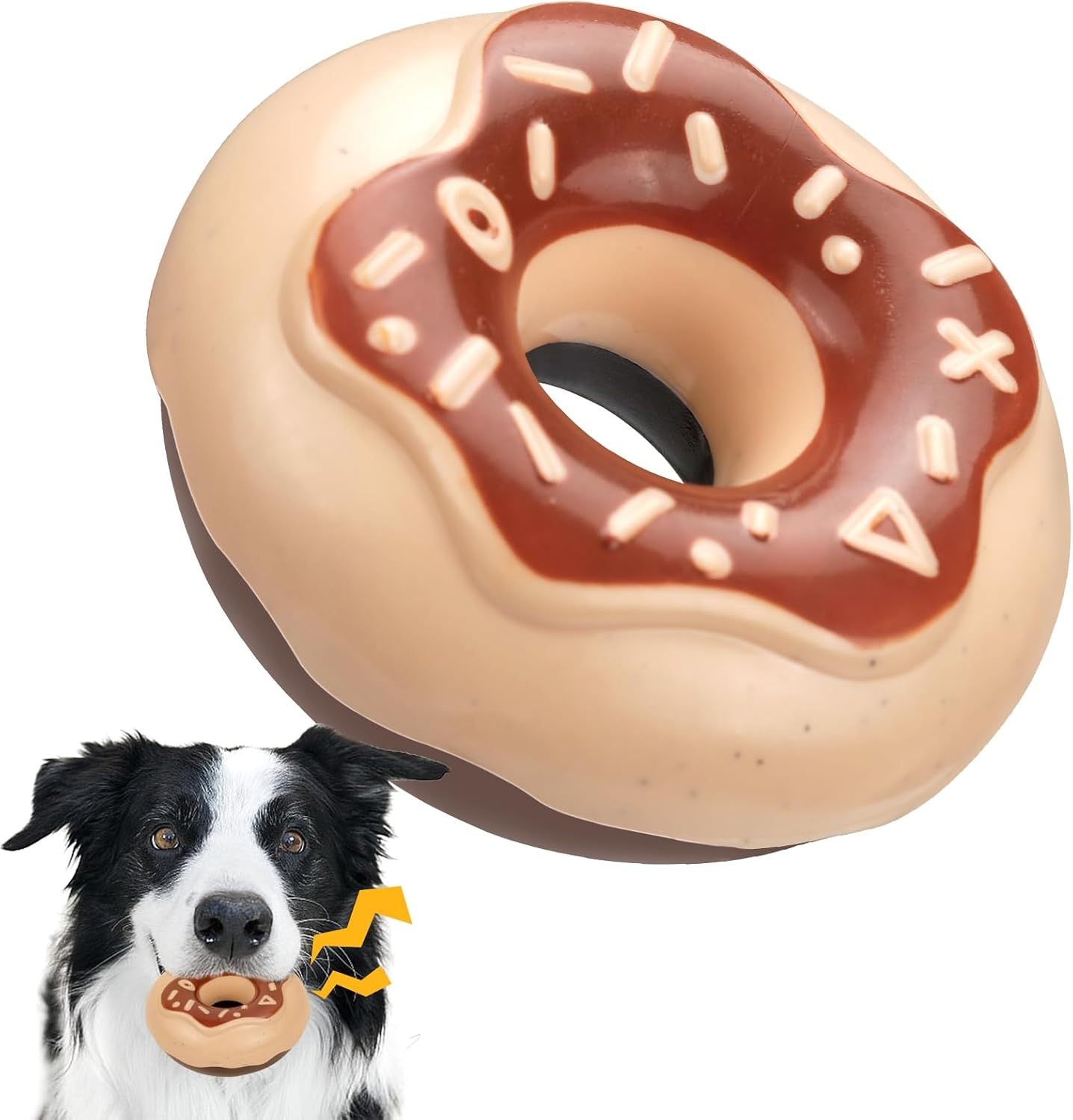 Durable Donut Dog Toy TPR Chewy And Squeaky Interactive Toy for Aggressive Chewers Coffee birthday