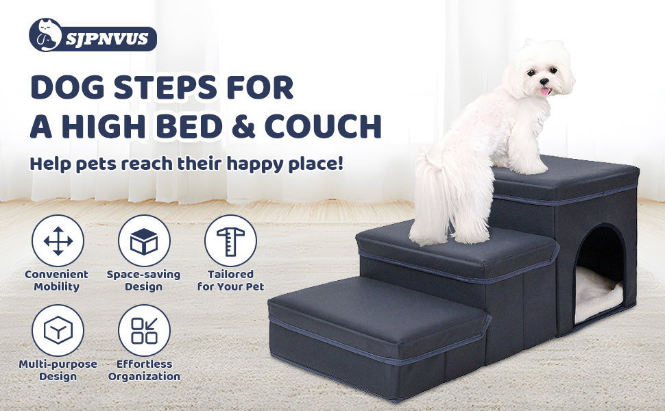 Foldable 3 Step Dog Stairs with Storage | Oxford Fabric Dog Ramp Dog Stairs01 / Dog Stairs03 home