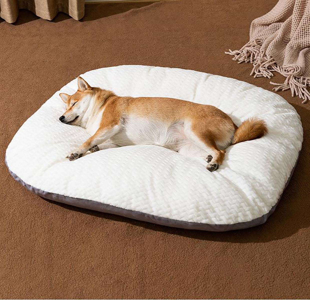 Oval Plush Dog Bed for Crates | Washable Cushion for Large Dogs beds