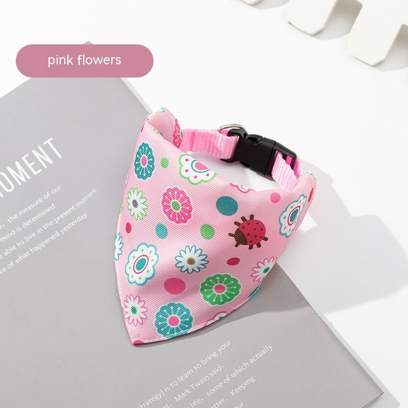 Dog Bandana and Saliva Towel Available in Different Patterns Pink Flowers / L Accessories