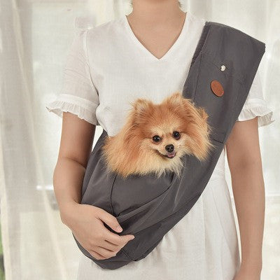 Breathable Dog Travel Sling Carrier | Double-Sided Twill Dog Backpack - Grey / L - travel