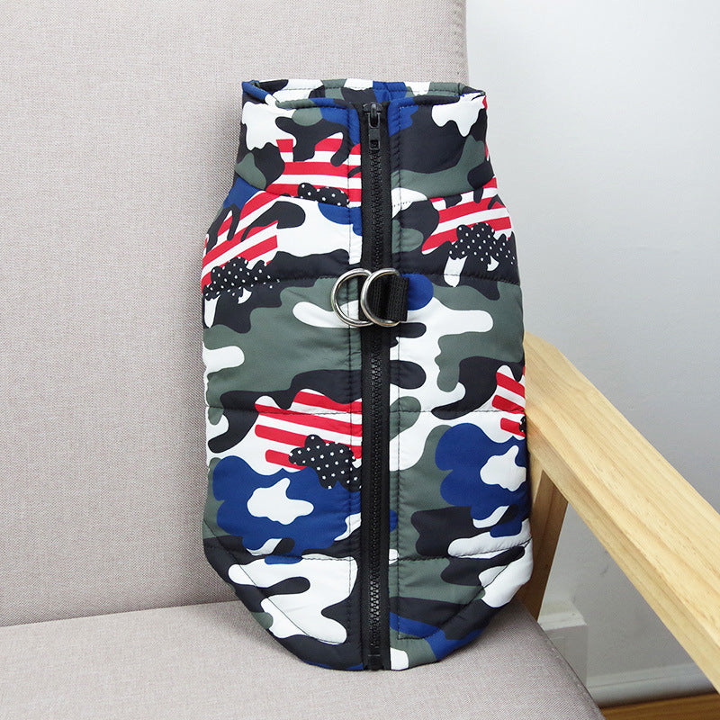 Waterproof Winter Dog Coat | Warm And Casual Dog Cotton Vest - Blue camouflage / 3XL - coats