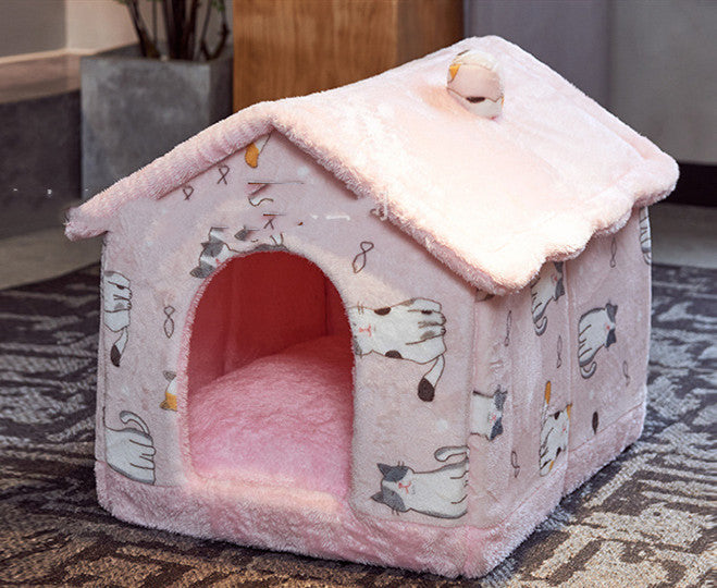 Plush Yurt Dog House | Washable Dog House Pink / L house