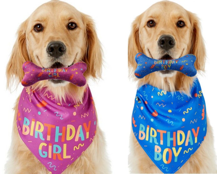 Dog Triangle Scarf Dog Birthday Bone And Saliva Towel birthday