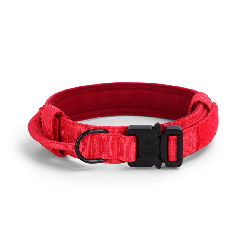 Adjustable Tactical Dog Collar with Quick Release Buckle | Nylon Collar for Training Dogs RED / L Dog Collars & Leashes