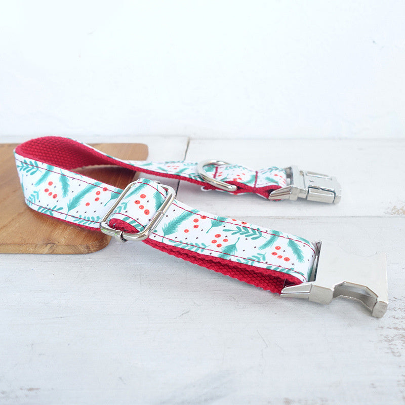Christmas Leaf Dog Collar Adjustable Polyester Dog Accessory christmas