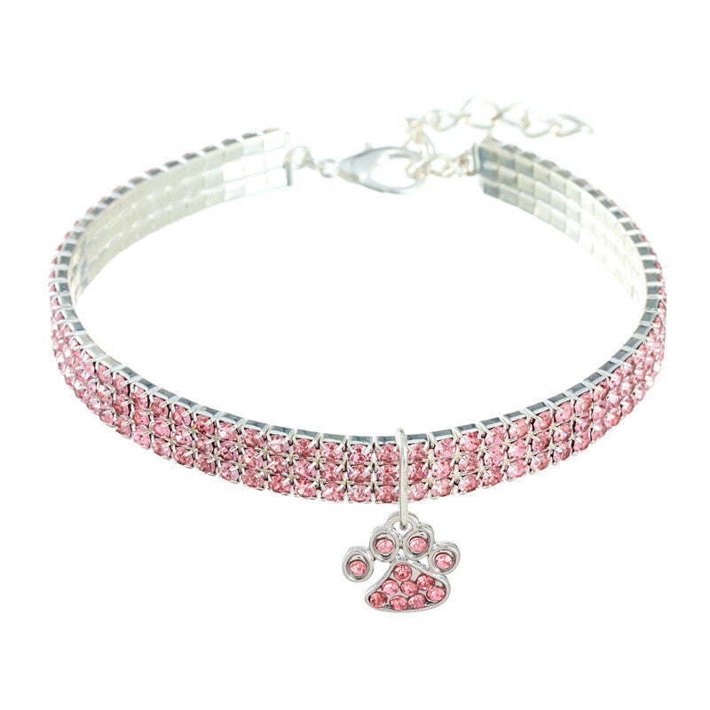 Sparkly Rhinestone Dog Collar | Adjustable And Elastic Dog Necklace Light Pink / L Dog Collars & Leashes