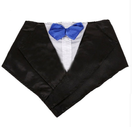 Wedding Tuxedo Dog Scarf: Adjustable Triangle Bandana for Large Dogs Blue Accessories