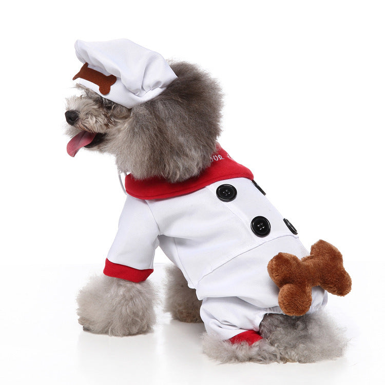 Dog Halloween Christmas Festive Dress Up Costume: Dog Halloween and Christmas Outfits SDZ131 White Chef / L Accessories