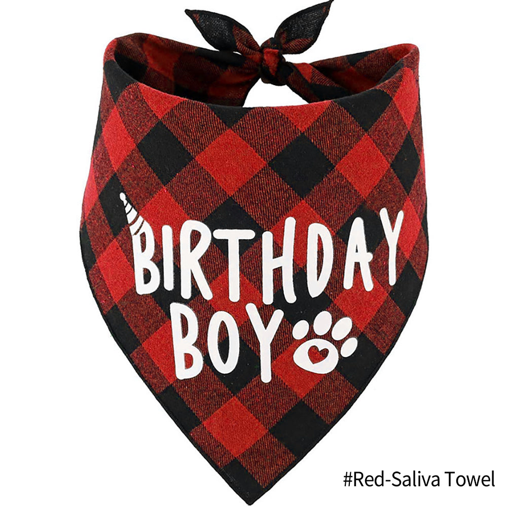 Plaid Dog Birthday Scarf College Style Triangle Dog Bib For Dog’s Birthday Red / 45x45 birthday
