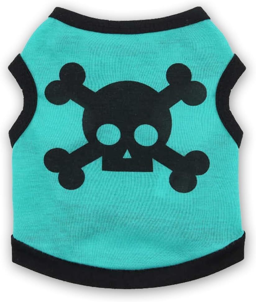 Skull And Bones Halloween Dog Costume| Stretchy Halloween Vest for Dogs Blue / L costumes