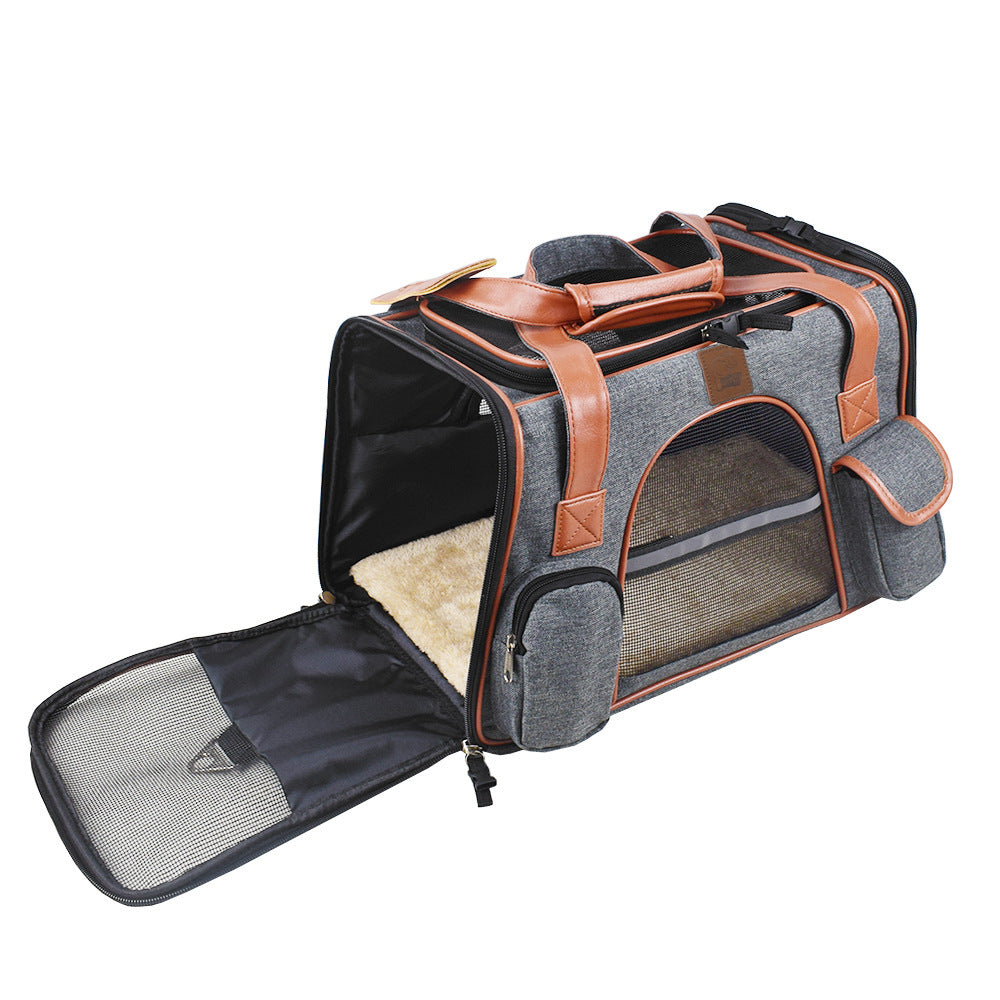 Oxford Cloth Dog Travel Car Seat | Portable Dog Carrier for Small Dogs - Dark Grey - travel