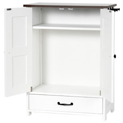 Modern Dog Feeding Station with Hidden Storage And Elevated Bowls | Dog Food Cabinet White beds
