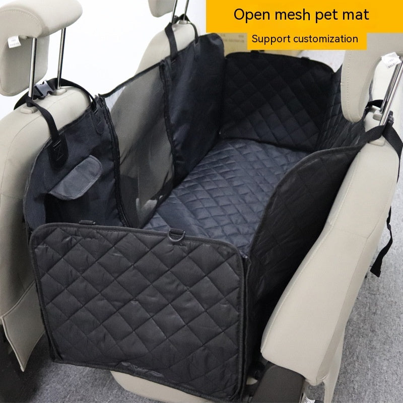 Multi Function Pet Car Dog Seat Cover | Waterproof Dog Travel Hammock Trunk Protector KC24 Open Mesh Double Zipper