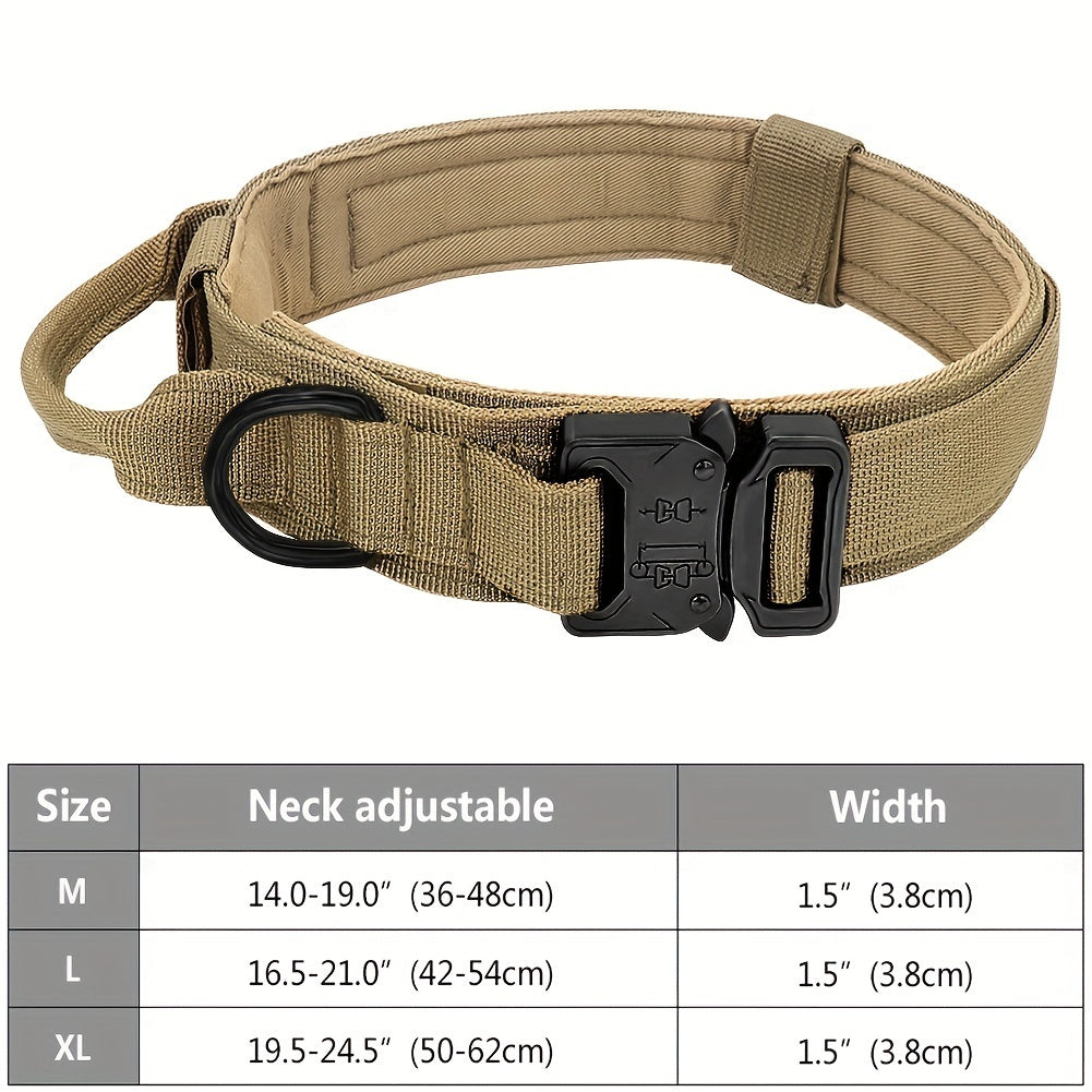 Heavy Duty Tactical Dog Collar with Control Handle | Collar For Medium And Large Dogs Khaki / L collar