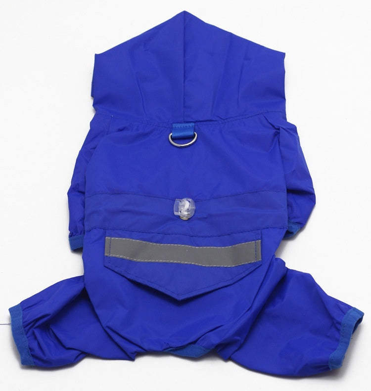 Four-Legged Dog Raincoat: Waterproof PU Dog Hooded Jacket - Blue / L - Accessories