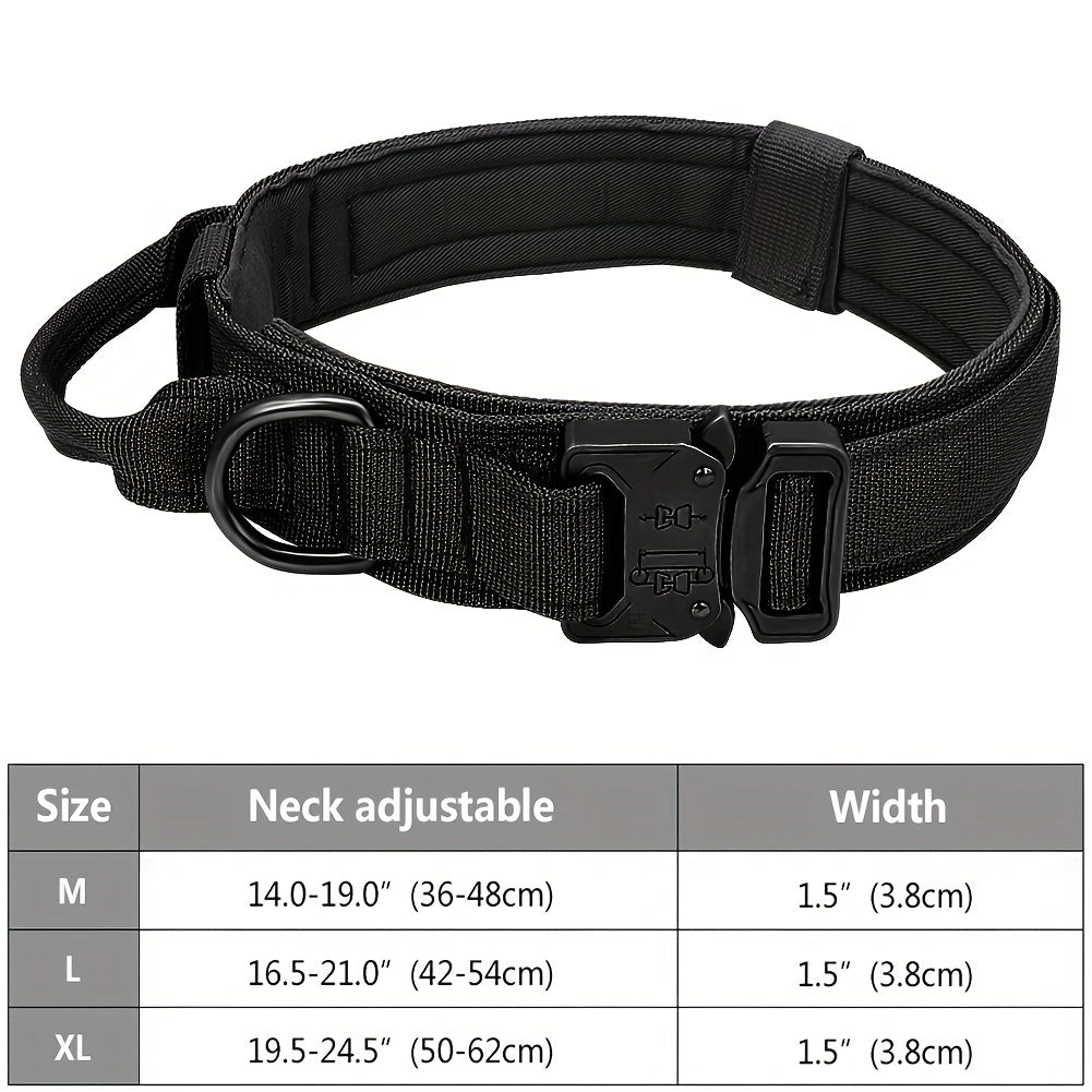 Heavy Duty Tactical Dog Collar with Control Handle | Collar For Medium And Large Dogs Black / L collar