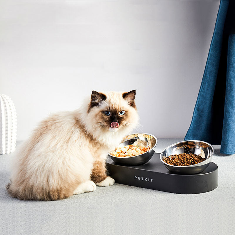 Adjustable Stainless Steel Pet Dog Cat Double Bowls Anti Slip food