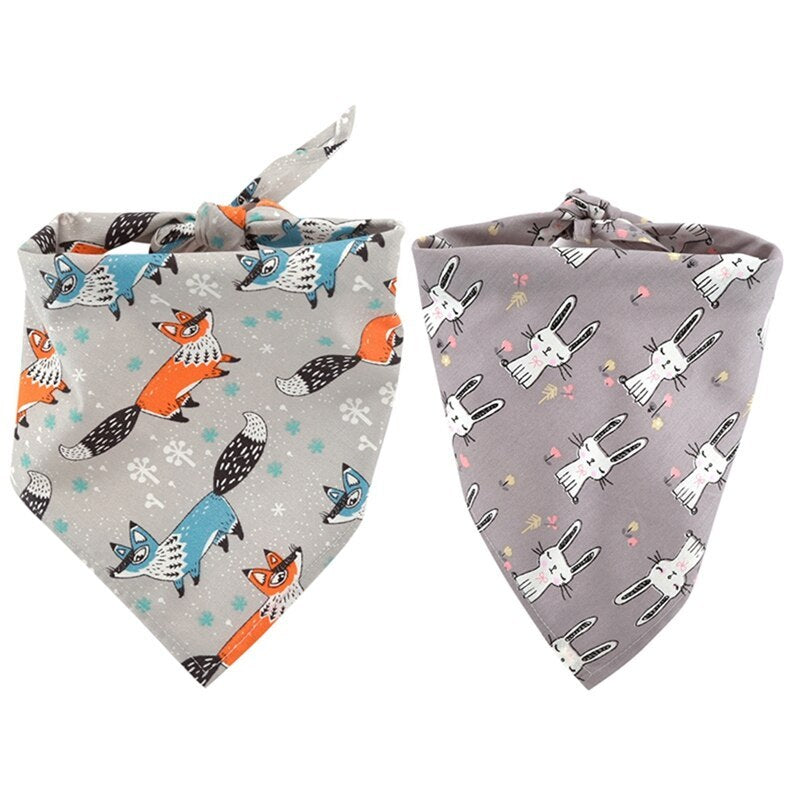 Dog Saliva Towel: Cotton Dog Bandana with Animal Pattern Rabbit Accessories