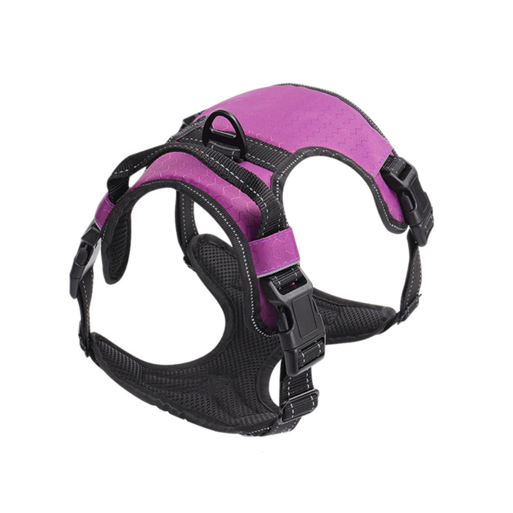 Adjustable Reflective Dog Harness Vest | Nylon No-Pull Chest Strap - Purple / L - harness