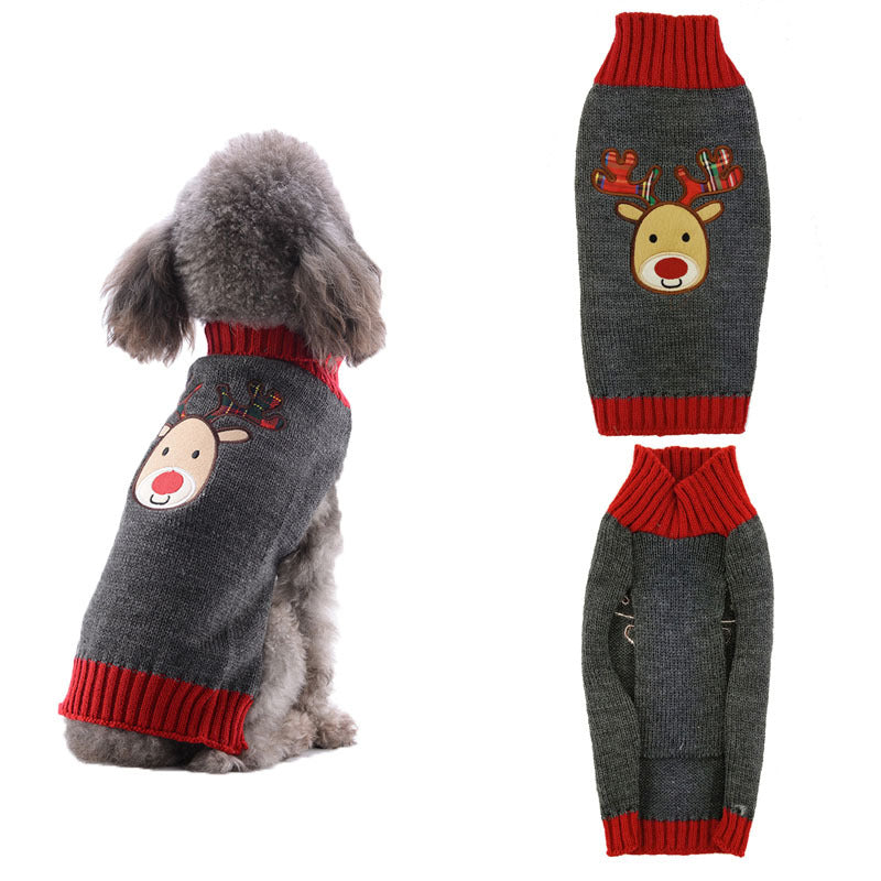 Christmas Pompom Dog Sweater European and American Style Pet Dog Apparel christmas