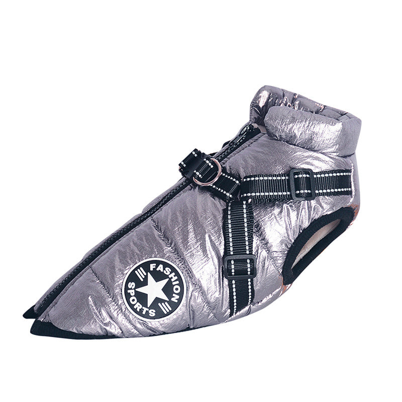 Waterproof Winter Dog Coat with Built-in Harness | Warm Reflective Coat - Silve grey / 4XL - coats