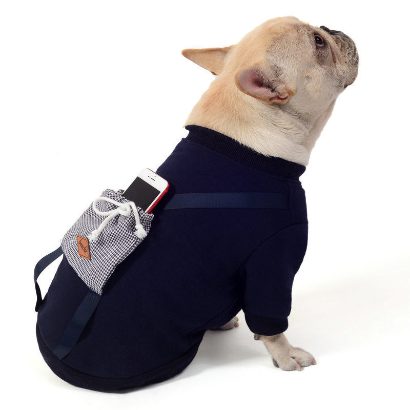 Padded Dog Sweater Coat | Casual Dog Sweater with Bag Accessories