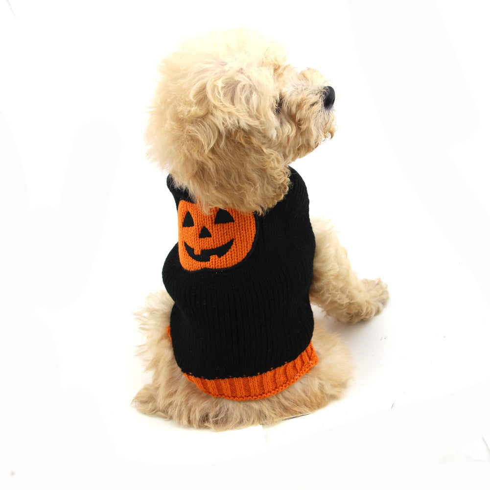 Pet Halloween Dog Knitted Pumpkin Sweater: Acrylic Dog Halloween Costume Accessories