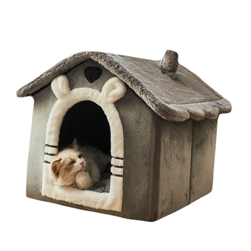 Plush Yurt Dog House | Washable Dog House Grey bear / L house