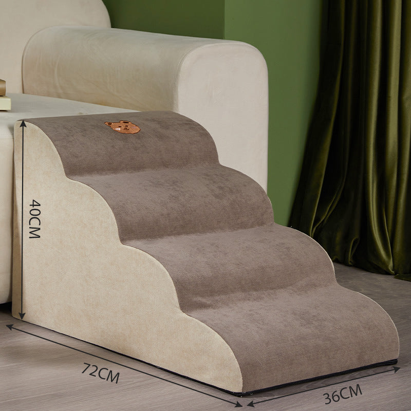Washable Dog Stairs And Ramp | 2 3 And 4 Step Anti Slip Dog Ladder Brown Four Sections Slope 30 / Stairs Removable