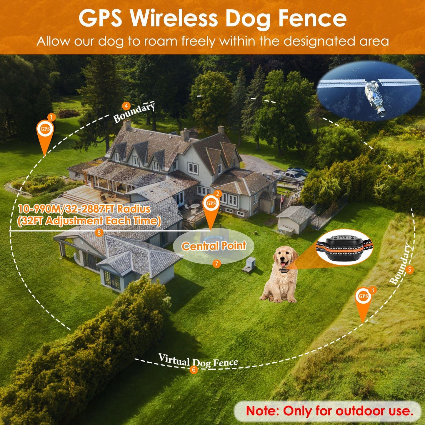 2-in-1 GPS Wireless Dog Collar And Tracker | Waterproof Dog Collar for All Dogs - 1Pcs - Dog Collars & Leashes
