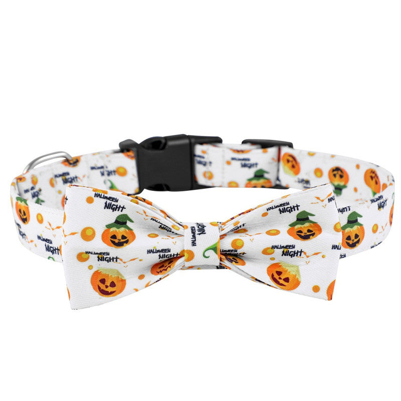 Halloween Dog Supplies: New Dog Collars with Cartoon Pumpkin And Bat Patterns White / L Accessories