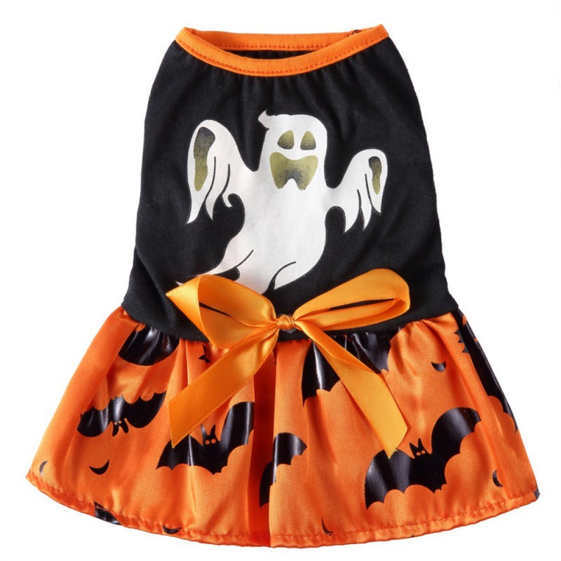 Halloween Dog Wizard Dress: Pumpkin And Ghost Printed Dog Costume Ghost / L Accessories
