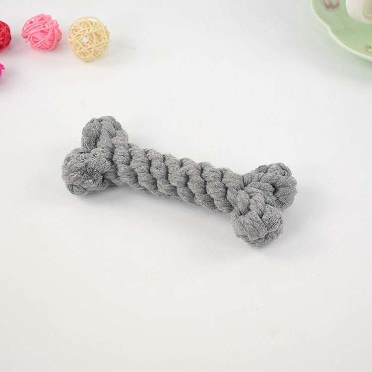 Durable Cotton Rope Bone Dog Toy Bite Resistant for Dog Play Grey Accessories