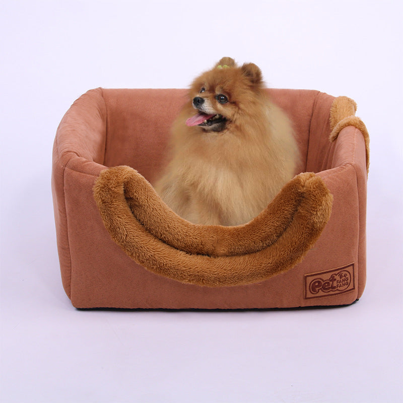 Cozy Cube Dog House | Square Dog House with Round Entry Coffee / 41x41x41cm house