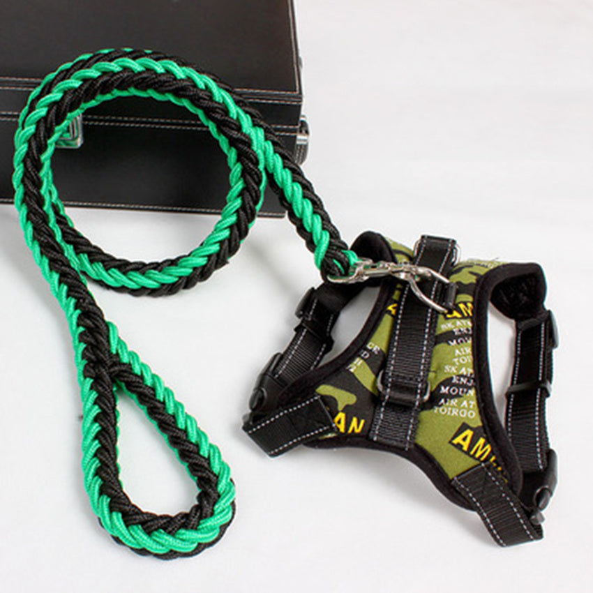 Adjustable Saddle Dog Harness And Leash: Breathable Chest Strap for Dog Walking - Green / L - Accessories