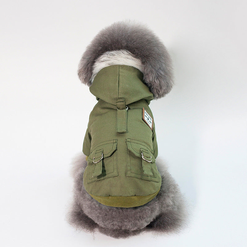 Warm Dog Coat Hoodie for Small Dogs | Winter Dog Apparel and Fashion - Military Green / L - Coats & Dog Vests