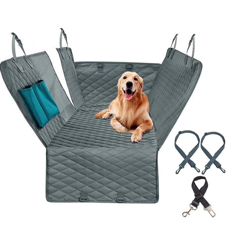 Multi Function Pet Car Dog Seat Cover | Waterproof Dog Travel Hammock Trunk Protector Green with seat belt travel