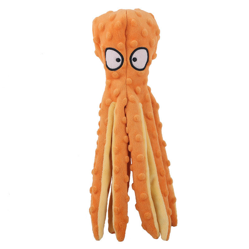 Plush Octopus Dog Squeaky Toy | Dog Interactive Play Orange eco