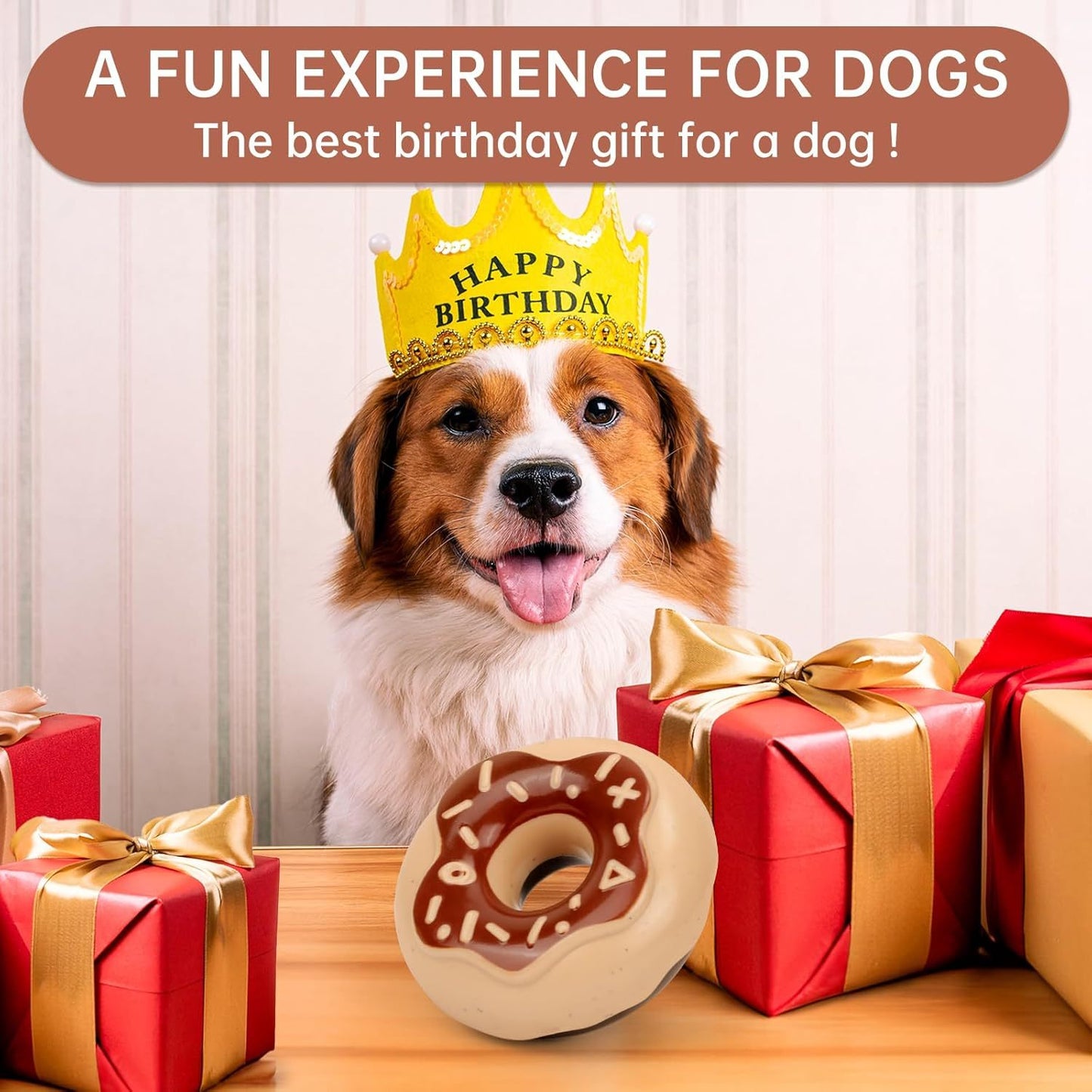 Durable Donut Dog Toy TPR Chewy And Squeaky Interactive Toy for Aggressive Chewers birthday